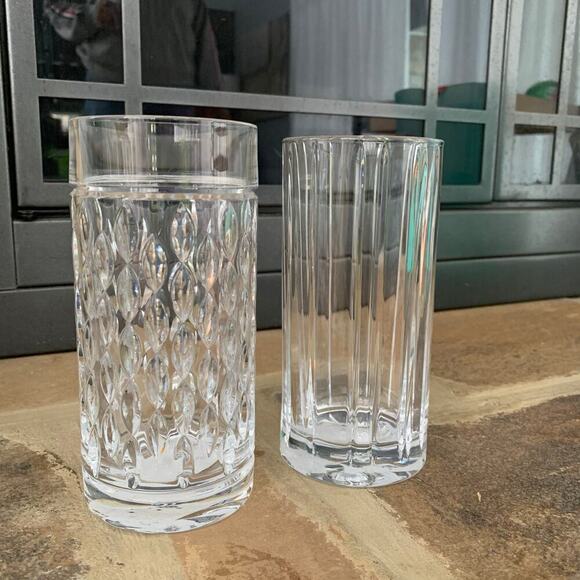 Ralph Lauren Crystal Highball Glasses Mismatch Set of 2 - Picture 2 of 2